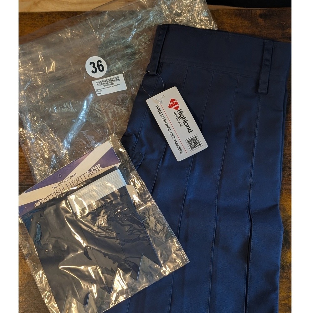 Highland Redstone Phantom Modern Utility Kilt Men's 36 Navy Cargo NWT w/ Flashes